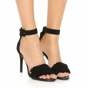 Joie Pippi Ankle Strappy Fringe Buckle Suede Heels Sandals Shoes Open Toe Goth 8